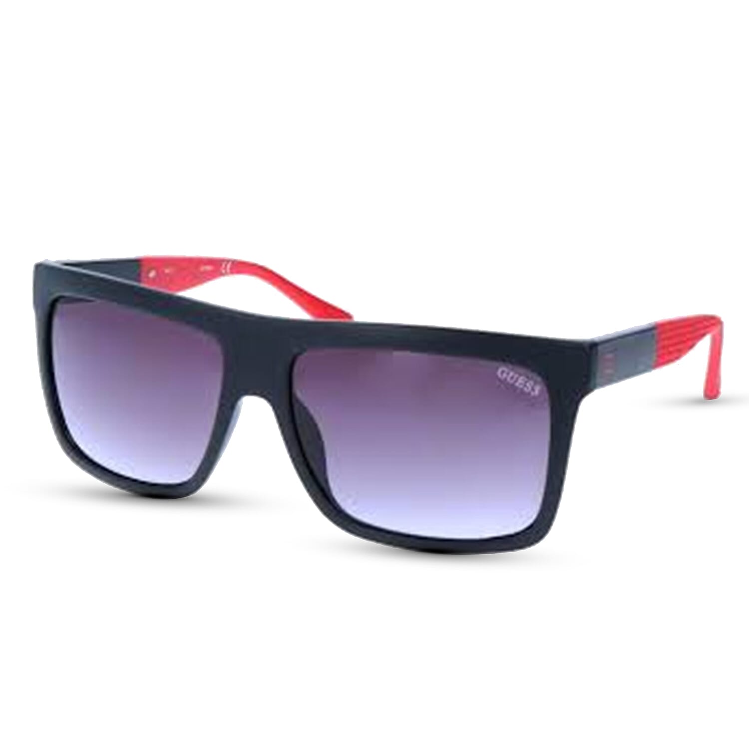 Guess Black Flat-Top Sunglasses with Red Tips