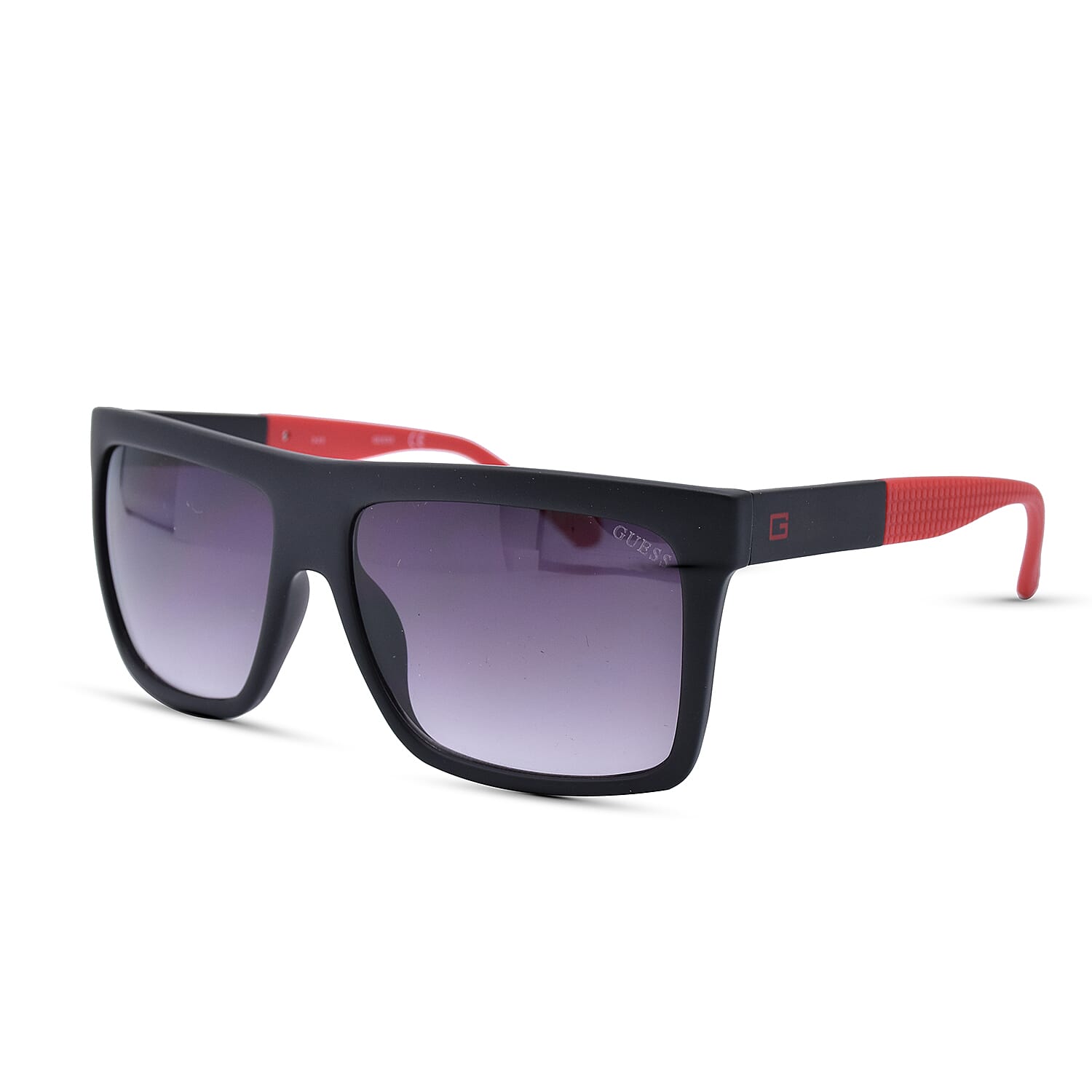 Guess Black Flat-Top Sunglasses with Red Tips