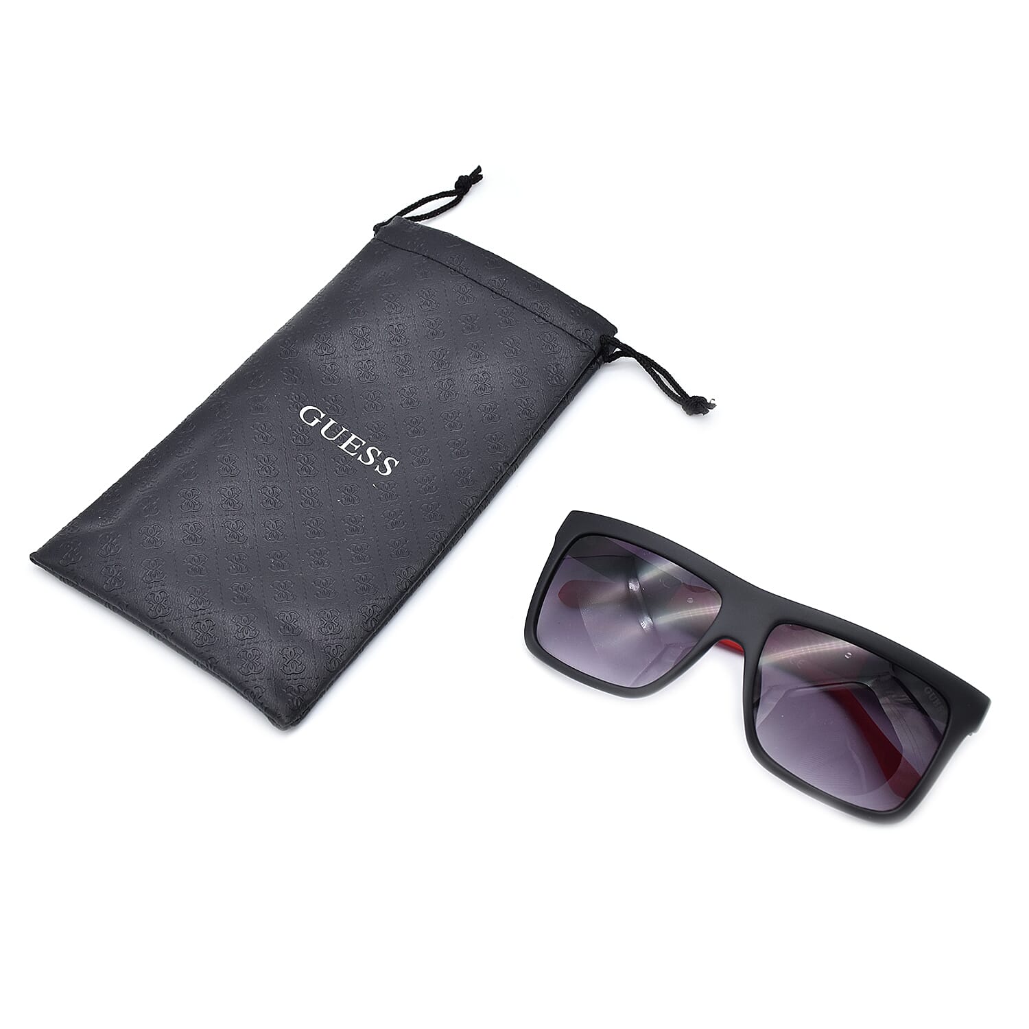 Guess Black Flat-Top Sunglasses with Red Tips