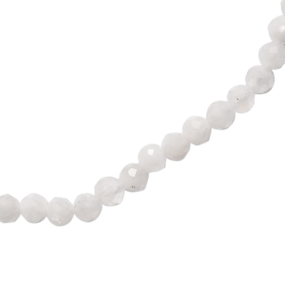 Rainbow Moonstone Beaded Necklace (Size 18) in Sterling Silver 24.68 Ct.