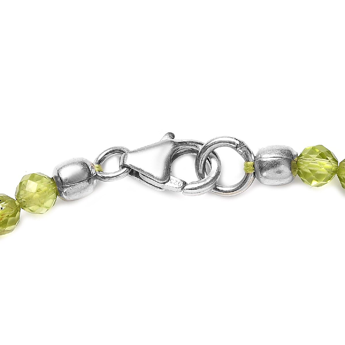 Peridot Beaded Bracelet (Size 7.5) in Sterling Silver 19.40 Ct.
