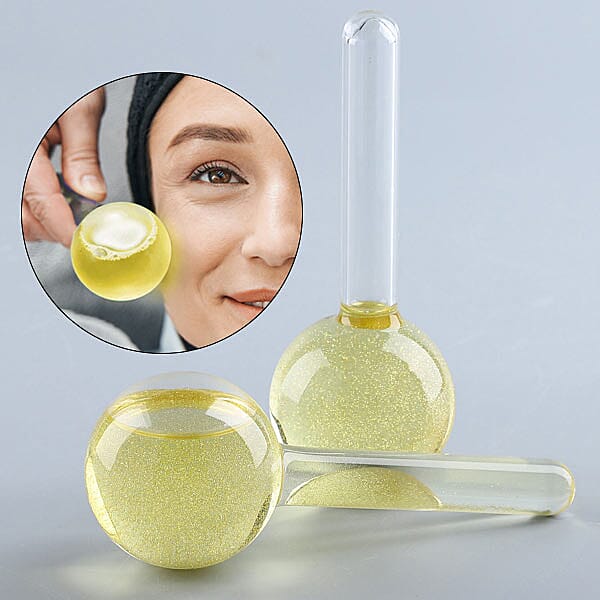 Set of 2 - Facial Massage Ice Globes (Size:13x3Cm) - Champagne
