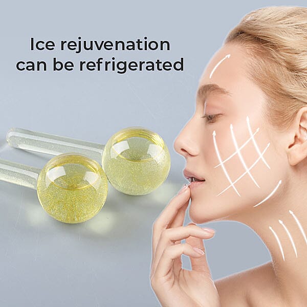 Set of 2 - Facial Massage Ice Globes (Size:13x3Cm) - Champagne