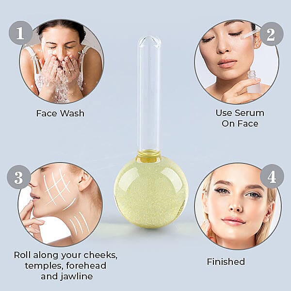 Set of 2 - Facial Massage Ice Globes (Size:13x3Cm) - Champagne