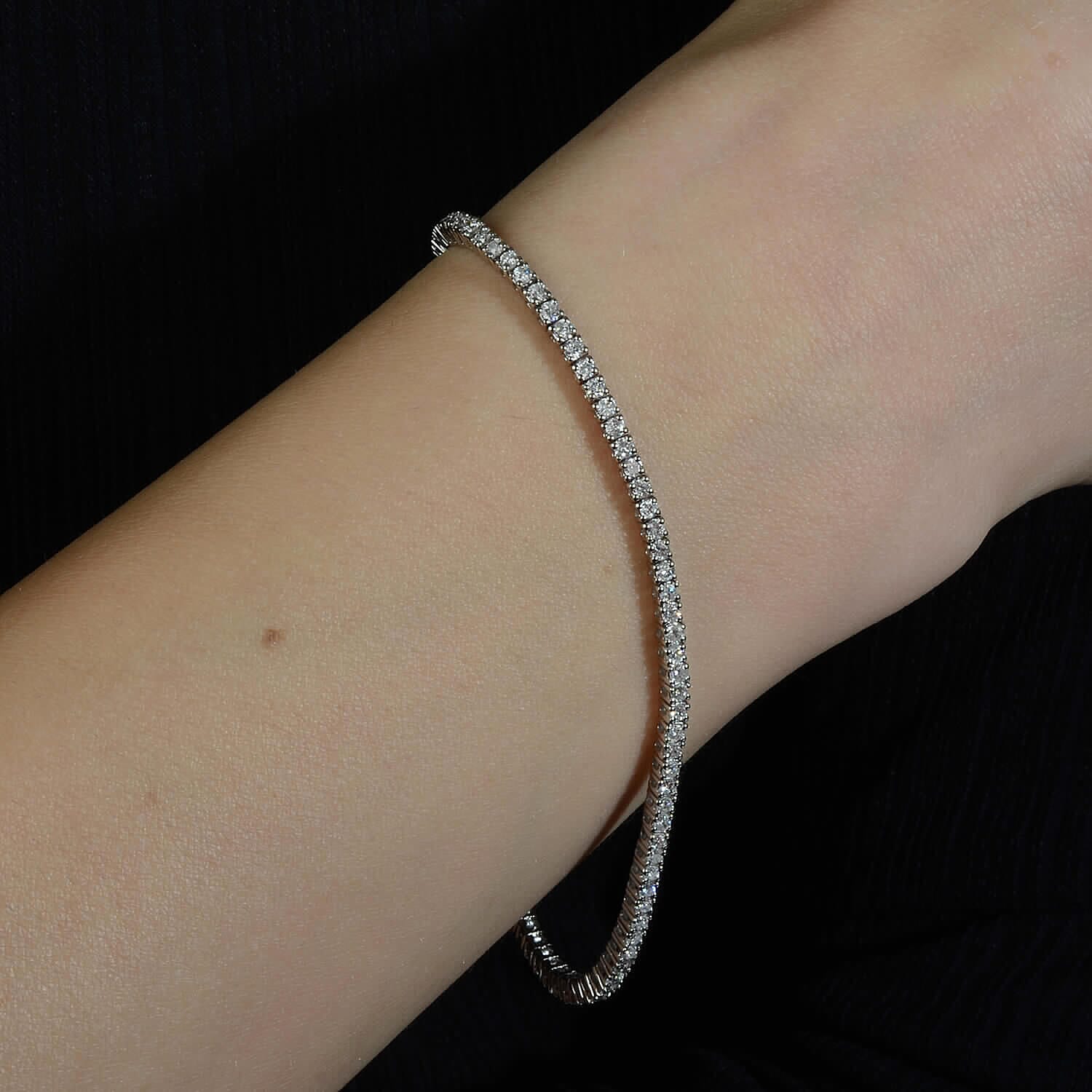 14K White Gold Independent Laboratories Certified Diamond (I1-I2-G-H) Line Bracelet (Size 7.25) 3.00 Ct, Gold Wt. 8.75 Gms