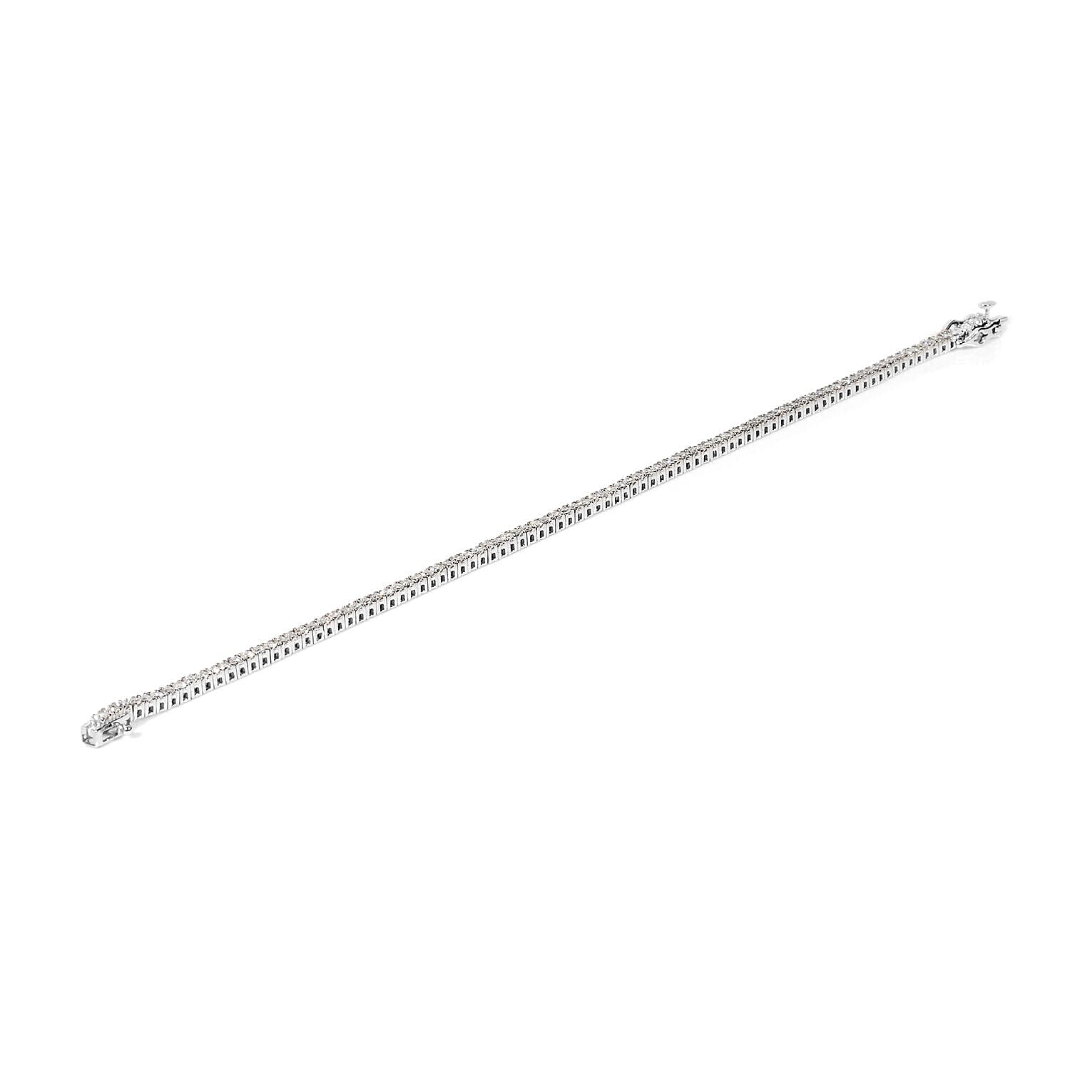 14K White Gold Independent Laboratories Certified Diamond (I1-I2-G-H) Line Bracelet (Size 7.25) 3.00 Ct, Gold Wt. 8.75 Gms