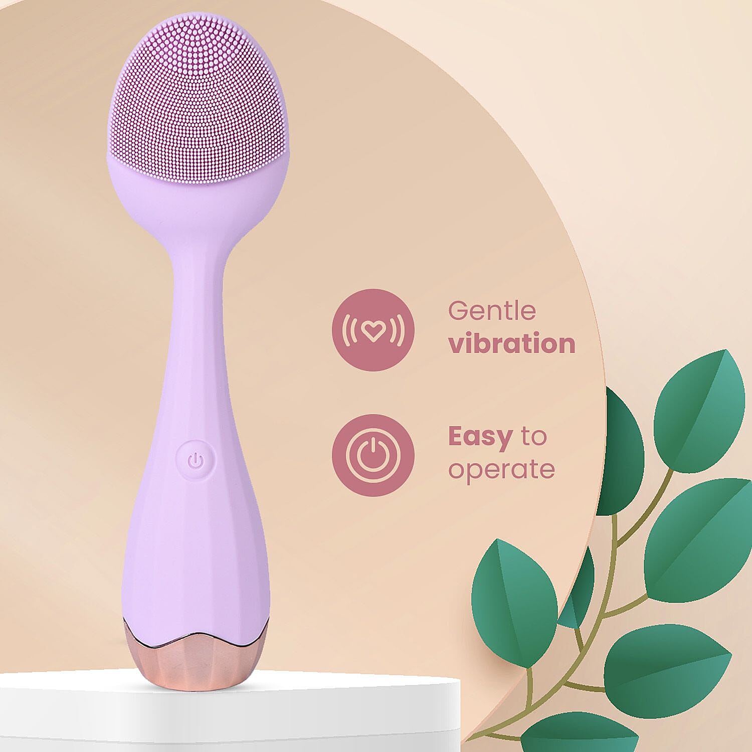 Waterproof Silicone Facial Cleansing Brush - Light Purple (with 4 Speeds & USB Charger)