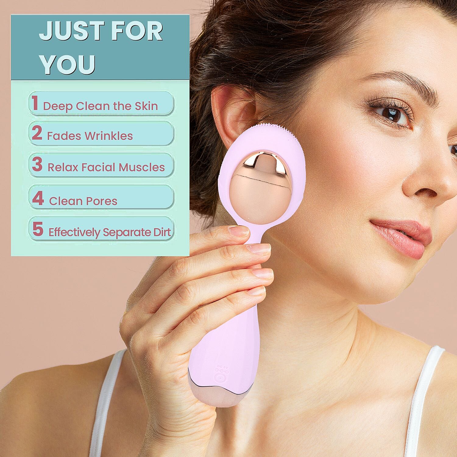 Waterproof Silicone Facial Cleansing Brush - Light Purple (with 4 Speeds & USB Charger)