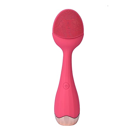 Waterproof Silicone Facial Cleansing Brush - Fuchsia (With 4 Speeds & USB Charger)