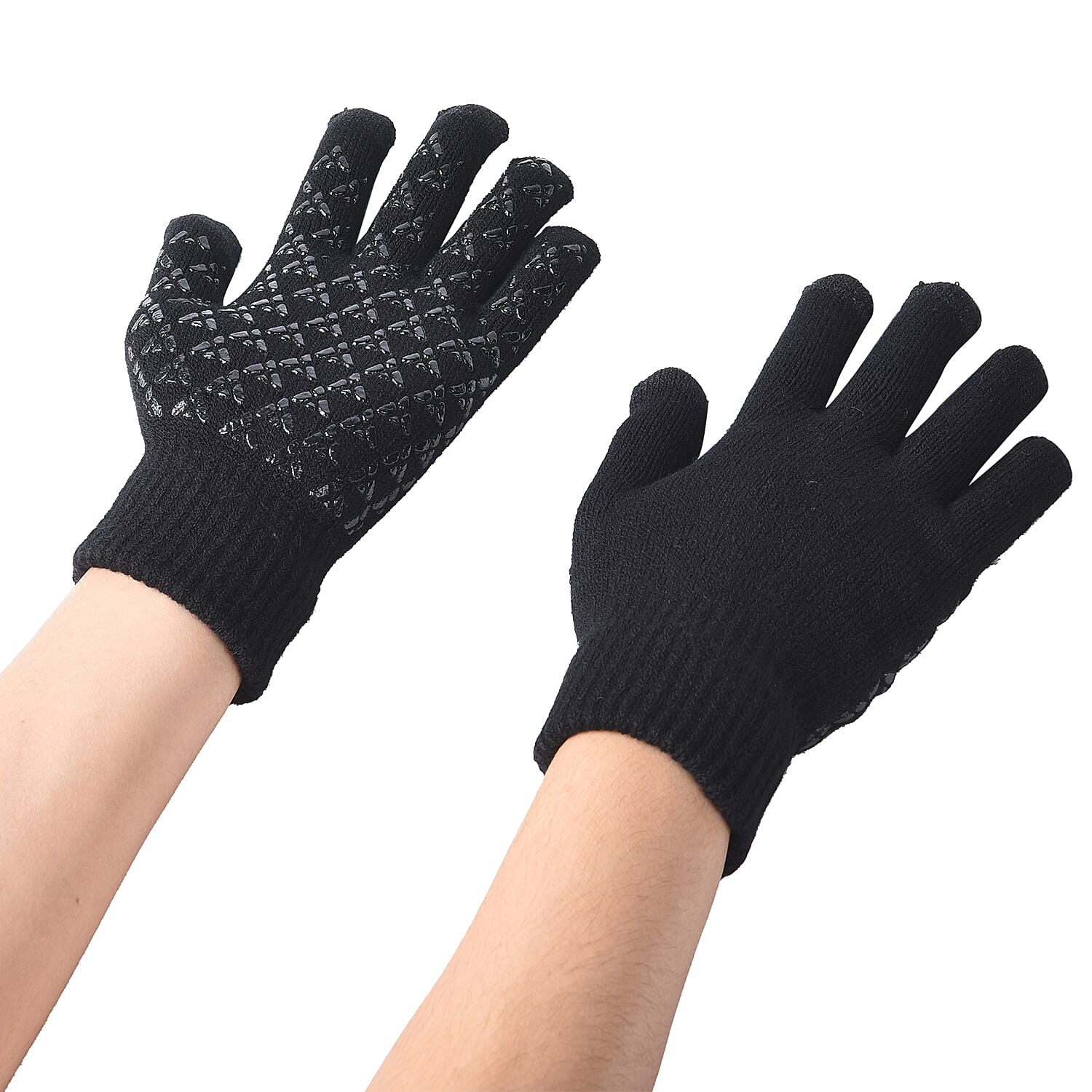 Unisex Triangle Thermal Touchscreen Gloves-Black