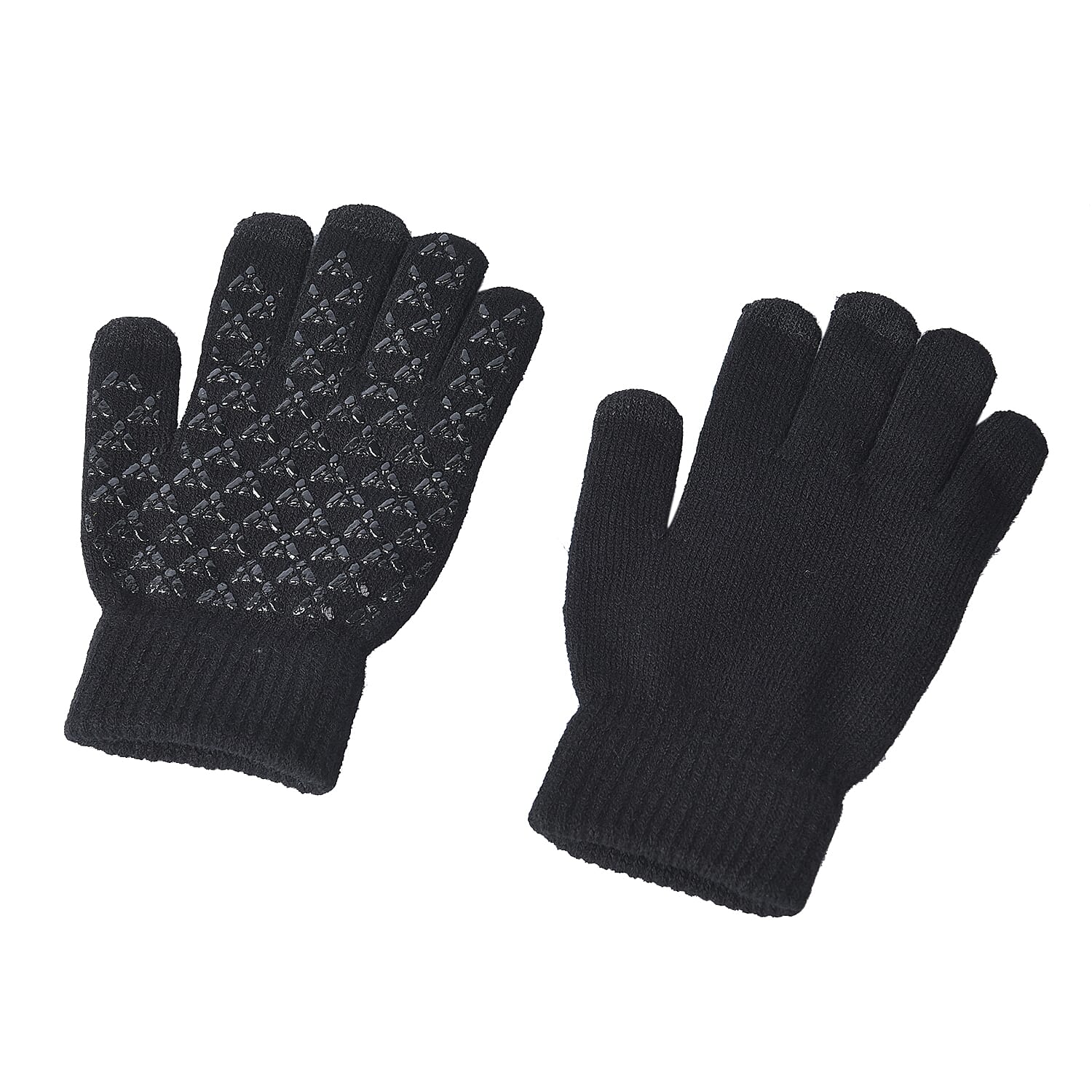 Unisex Triangle Thermal Touchscreen Gloves-Black