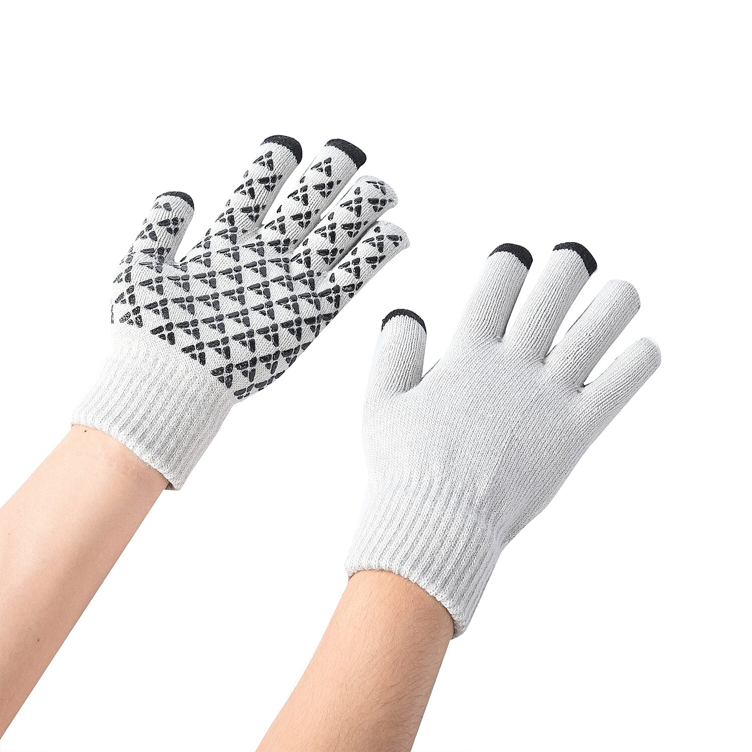 Unisex Triangle Thermal Touchscreen Gloves-Black