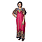 Jovie Pink Bohemian Style Printed Long Dress with Embroidered Neckline 
