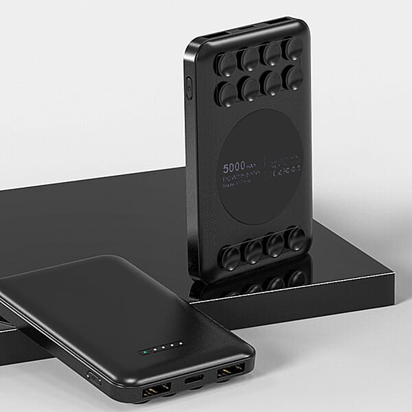 Wesdar 5000 mah Power Bank with Wireless Charger in Sucker Size:10x6.3x1.7Cm) - Black