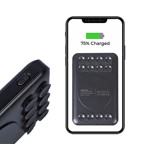 Wesdar 5000 mah Power Bank with Wireless Charger in Sucker Size:10x6.3x1.7Cm) - Black