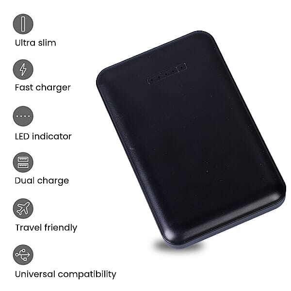 Wesdar 5000 mah Power Bank with Wireless Charger in Sucker Size:10x6.3x1.7Cm) - Black