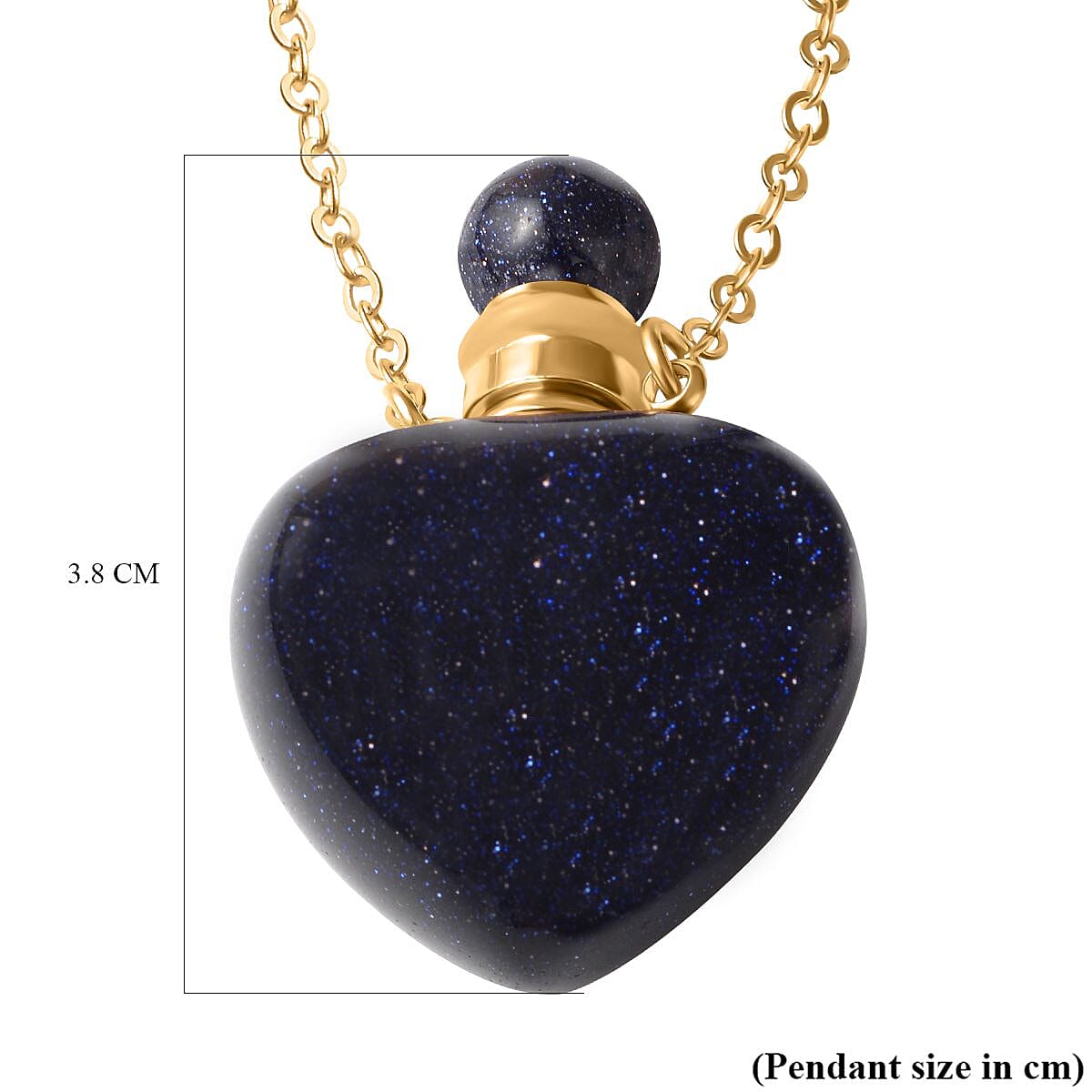 Blue Sandstone Heart Shaped Perfume Bottle Necklace (Size - 22) in Yellow Gold Tone 80.0 Ct.