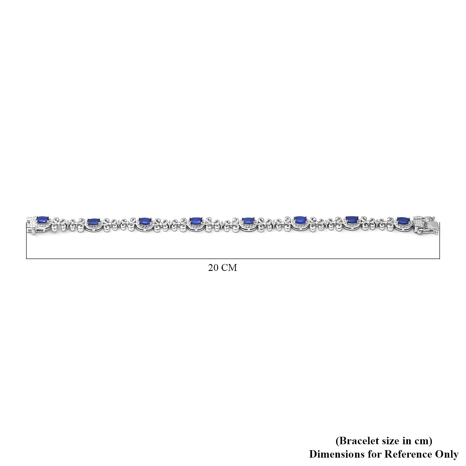 Tanzanian Blue Spinel and Natural Zircon Bracelet (Size 7.5) in Rhodium Overlay Sterling Silver 5.07 Ct, Silver Wt. 15.5 Gms