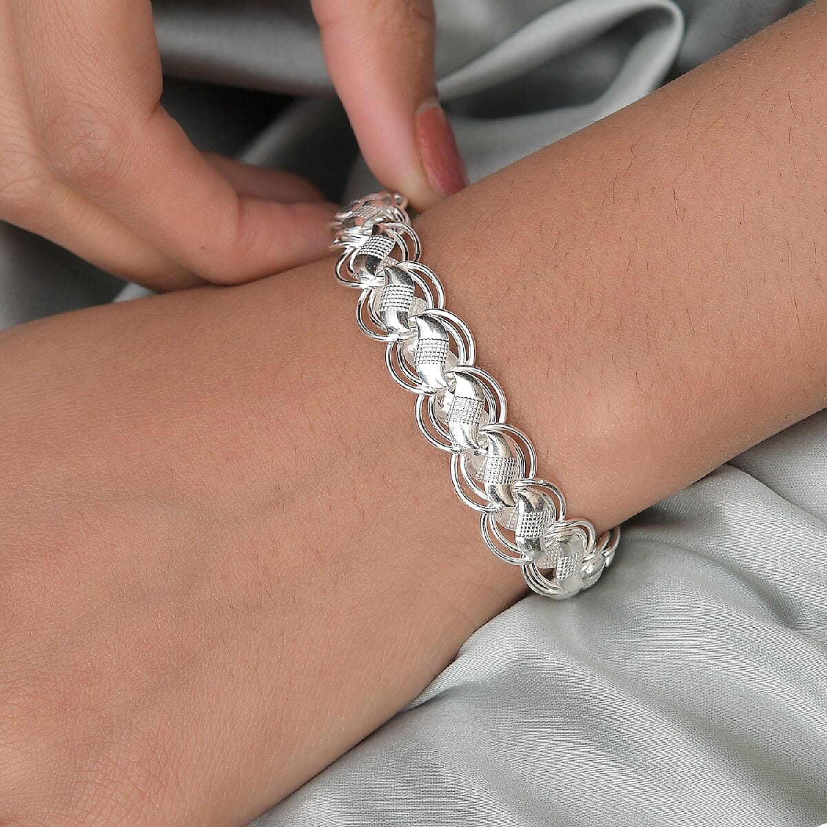 Sterling Silver Braided Style Bracelet (Size - 7.25), Silver Wt. 17.43 Gms