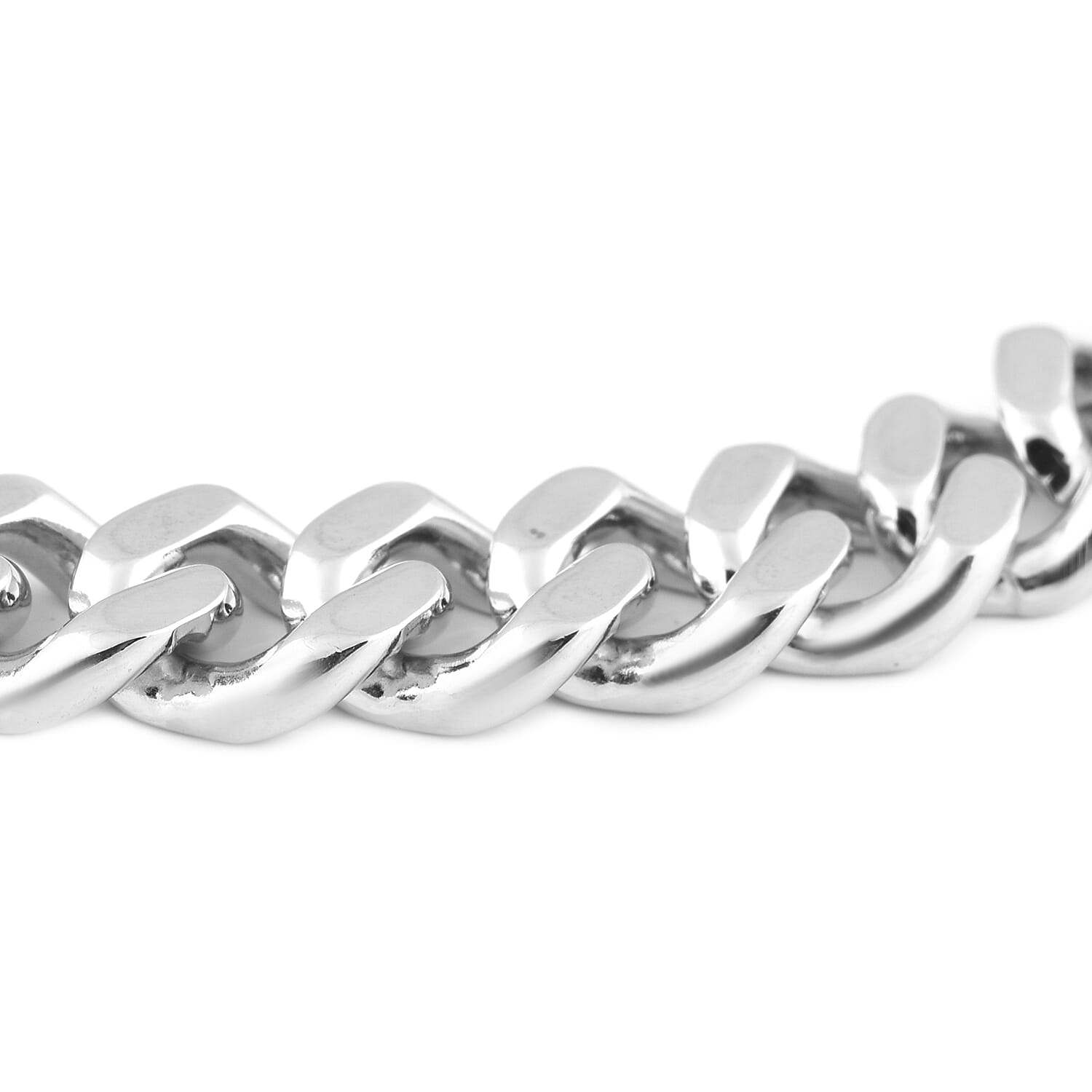 One Time Deal - Rhodium Overlay Sterling Silver Link Bracelet (Size - 8.75), Silver Wt 25.50 Gms