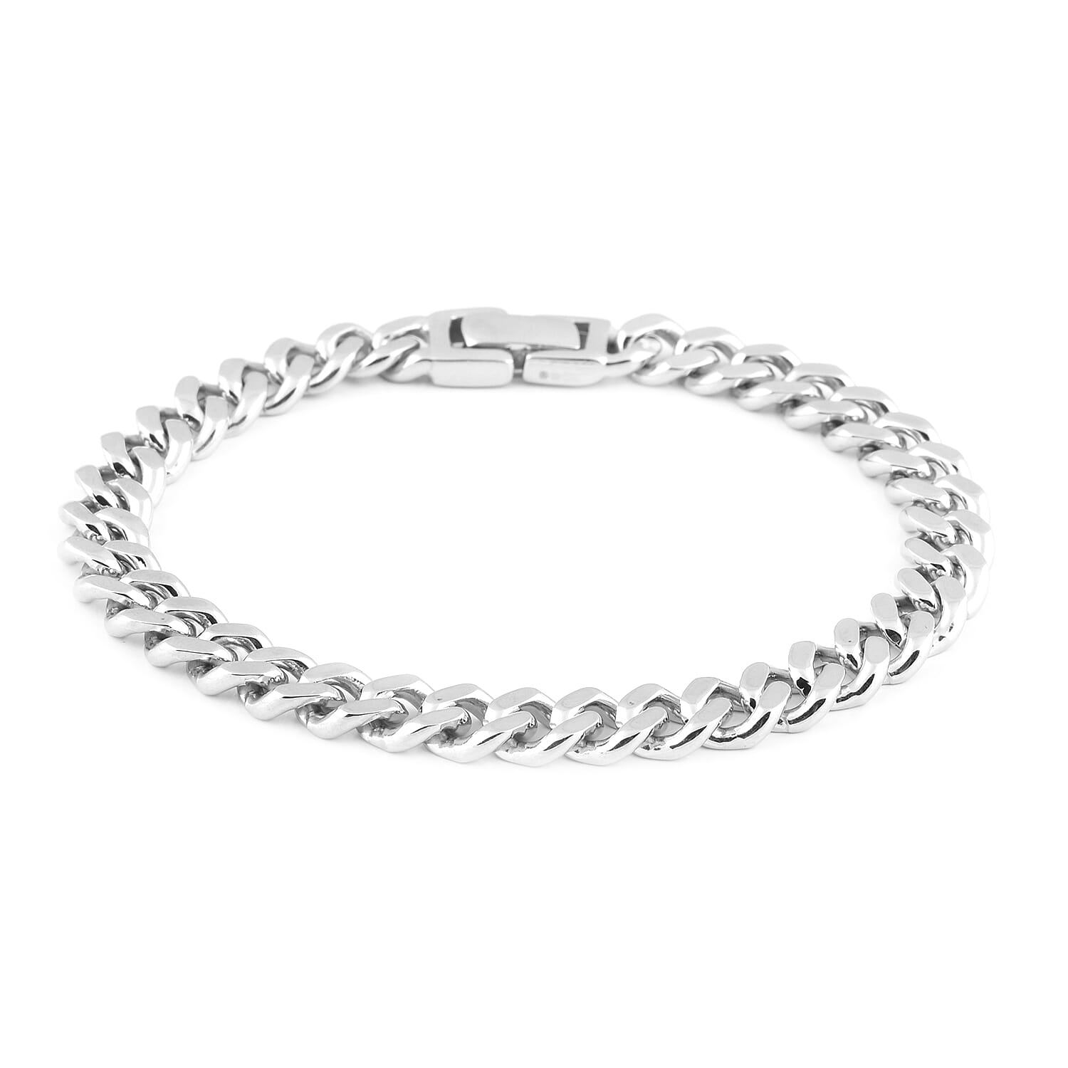 One Time Deal - Rhodium Overlay Sterling Silver Link Bracelet (Size - 8.75), Silver Wt 25.50 Gms