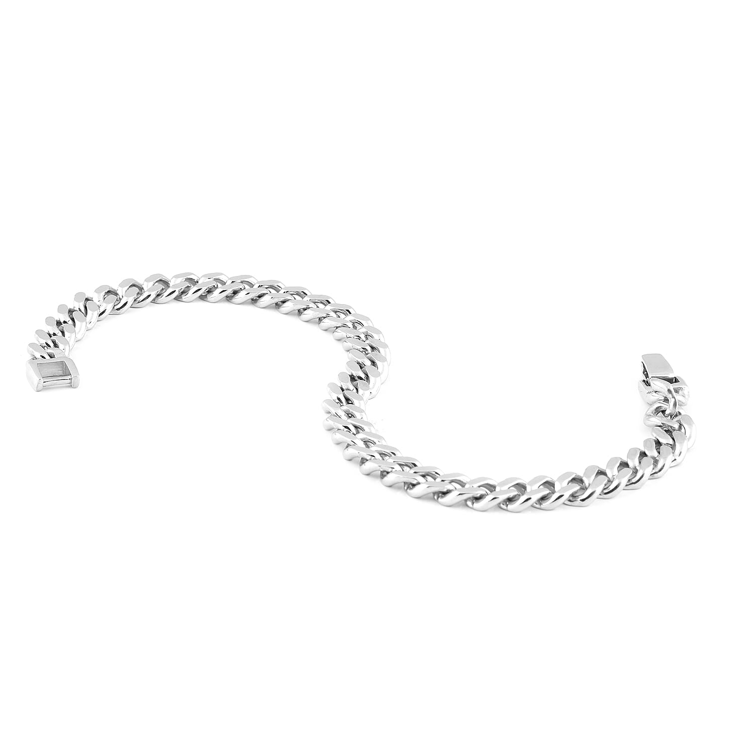 One Time Deal - Rhodium Overlay Sterling Silver Link Bracelet (Size - 8.75), Silver Wt 25.50 Gms