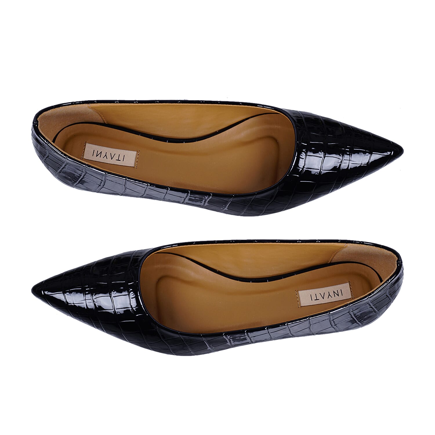 Inyati - VIOLET Croc Slip-On Flat Ballerinas (Size 4) - Black