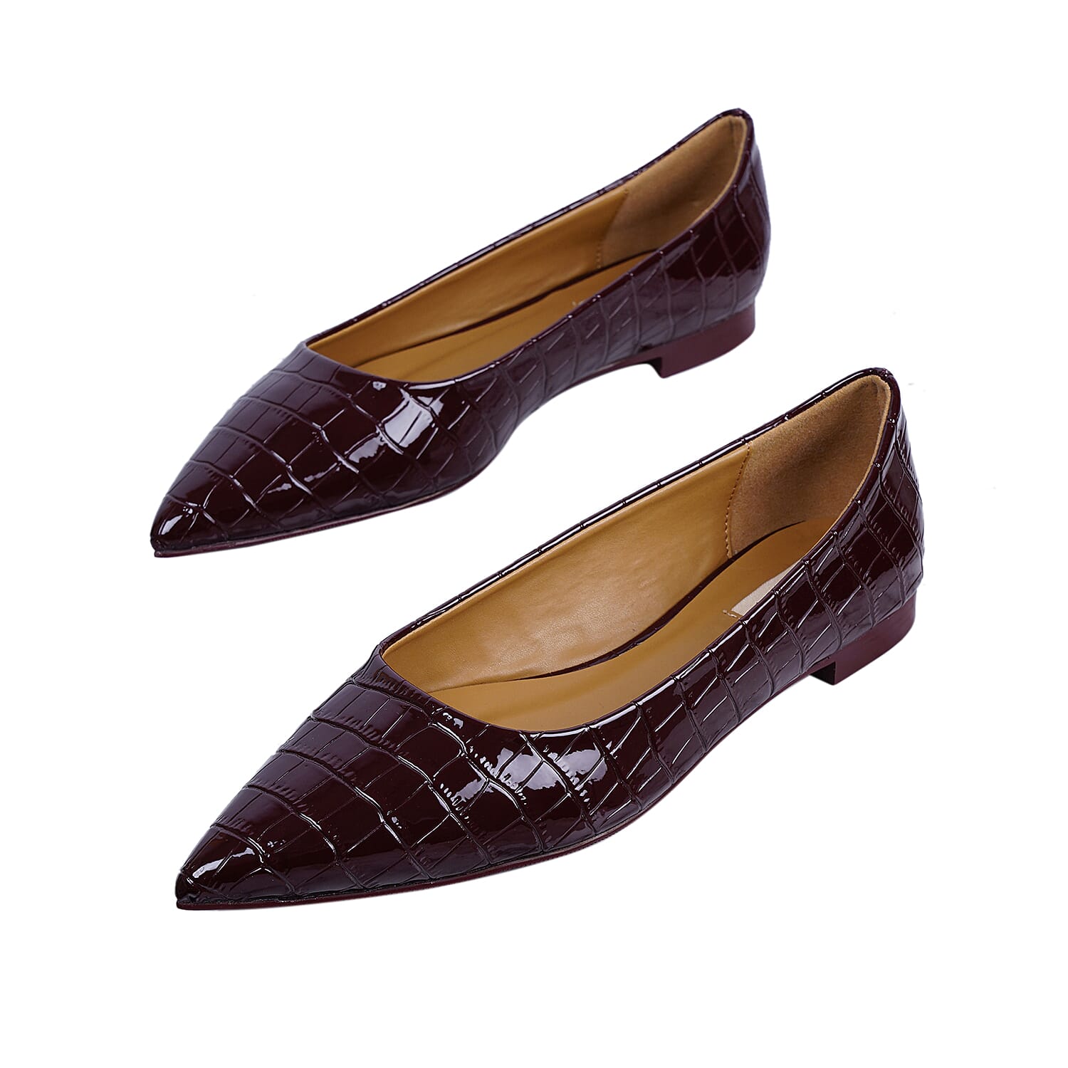 Inyati - VIOLET Croc Slip-On Flat Ballerinas (Size 4) - Chocolate Brown