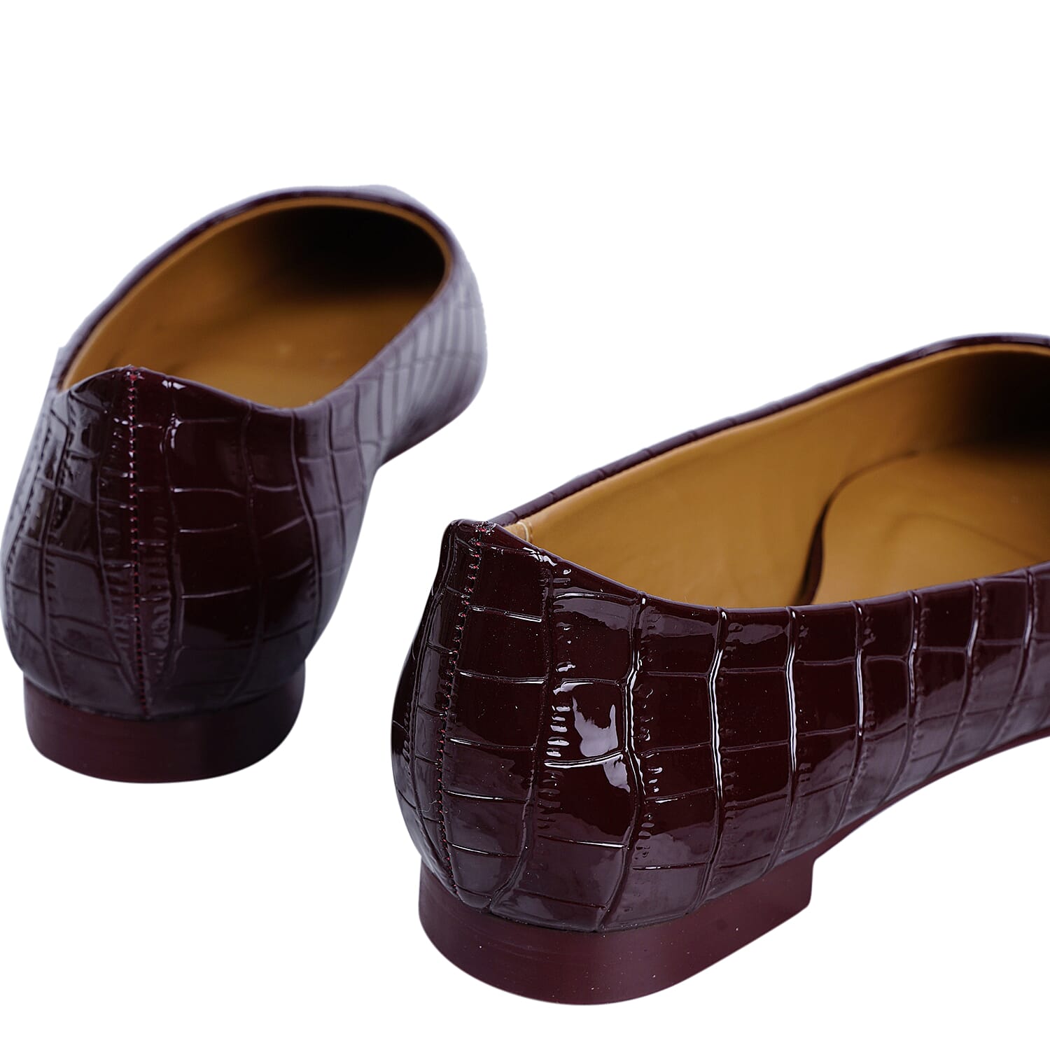 Inyati - VIOLET Croc Slip-On Flat Ballerinas (Size 4) - Chocolate Brown