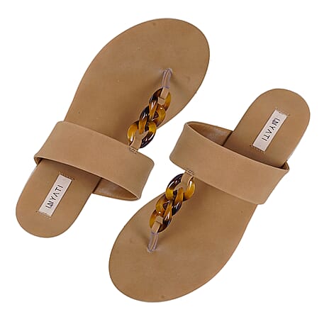 Inyati - LEANDRA Thong Style Sandal in Toasted Nut Colour (Size 8)