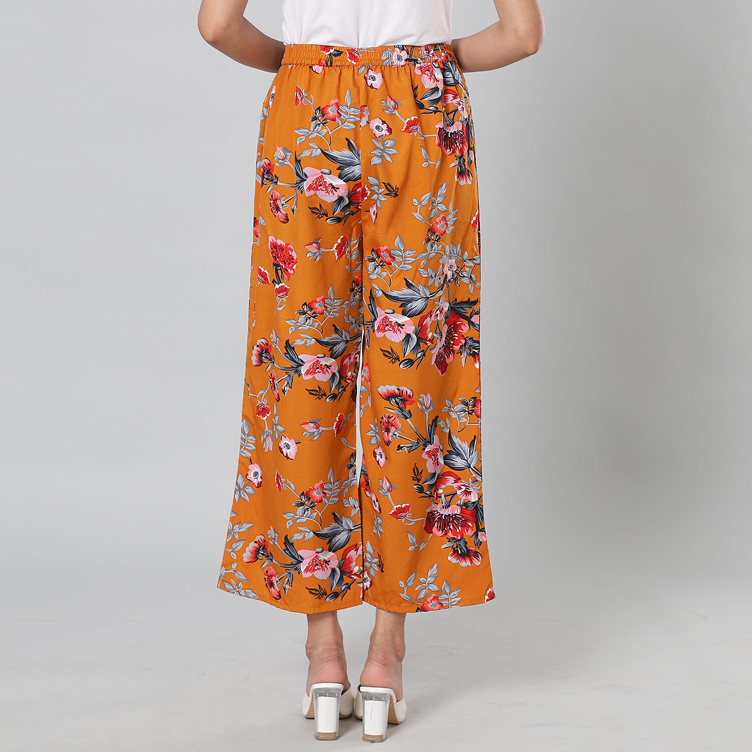 Multi Colour Floral Print Camel Trousers (Size- S-M, 10-14)