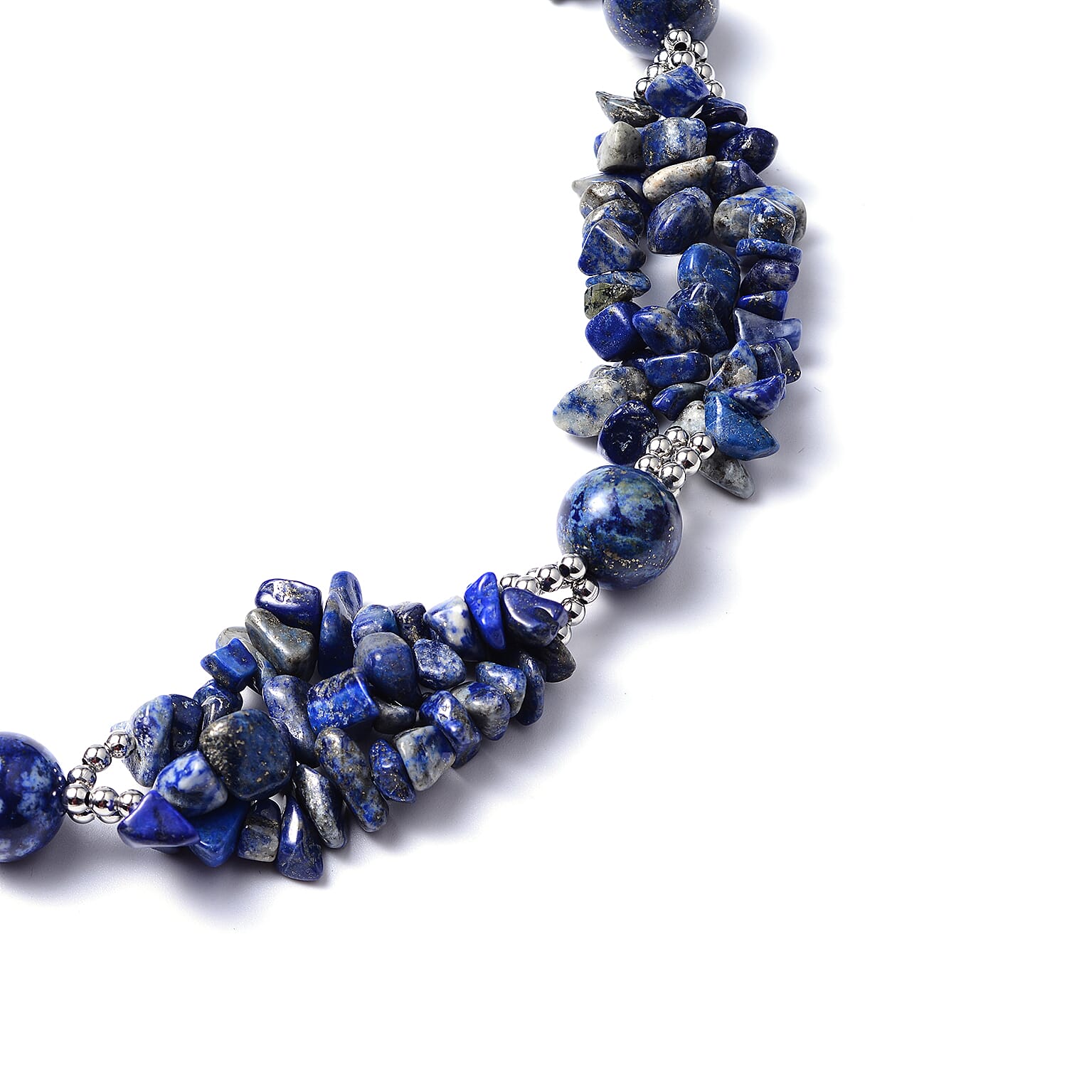 Lapis Lazuli Necklace (Size 18 with 2 inch Extender) in Silver Tone
