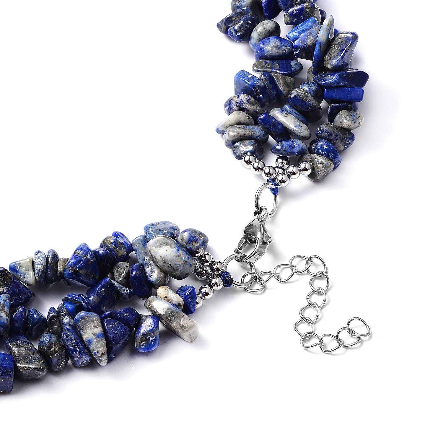 Lapis Lazuli Necklace (Size 18 with 2 inch Extender) in Silver Tone