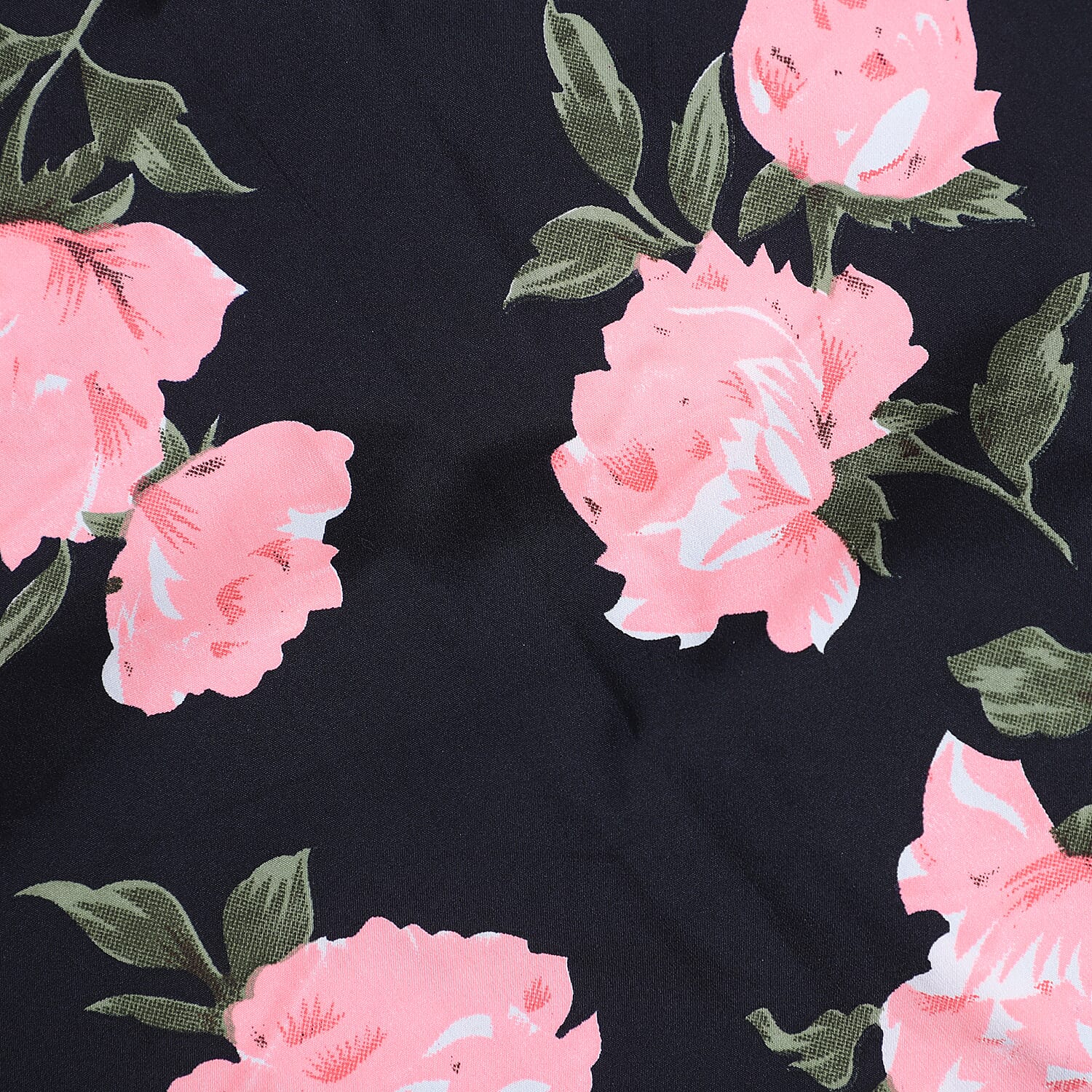 Pink Floral Print Bohemian Look Long Kimono in Black (Size up to 22)