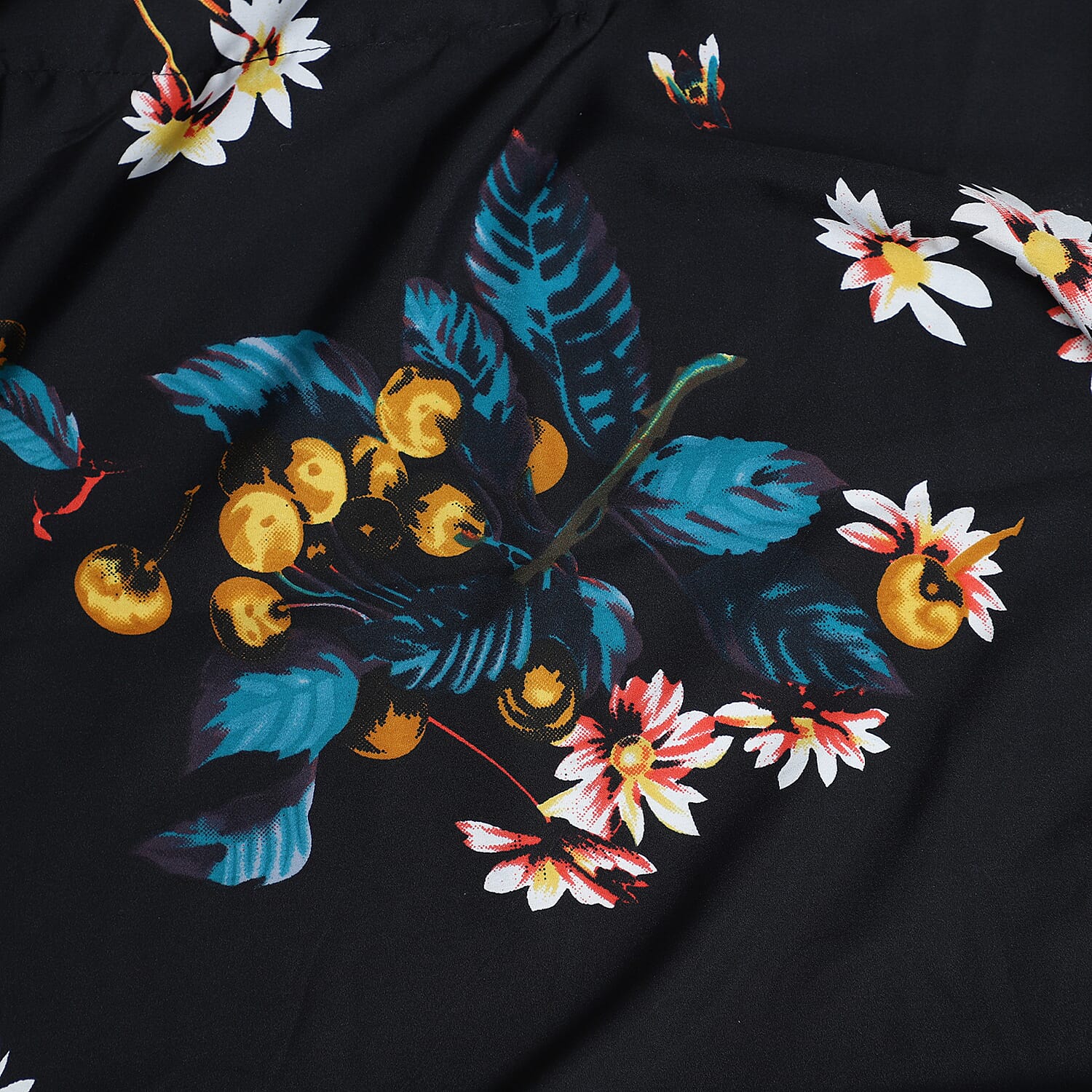 Multi Colour Floral Print Bohemian Look Long Kimono in Black (Size up to 22)