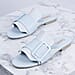Inyati - NATALIE Soft Blue Croc Finish Sandals with Statement Buckle (Size 4)