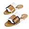 Inyati - NATALIE White and Tan Gloss Finish Sandals with Statement Buckle (Size 4)