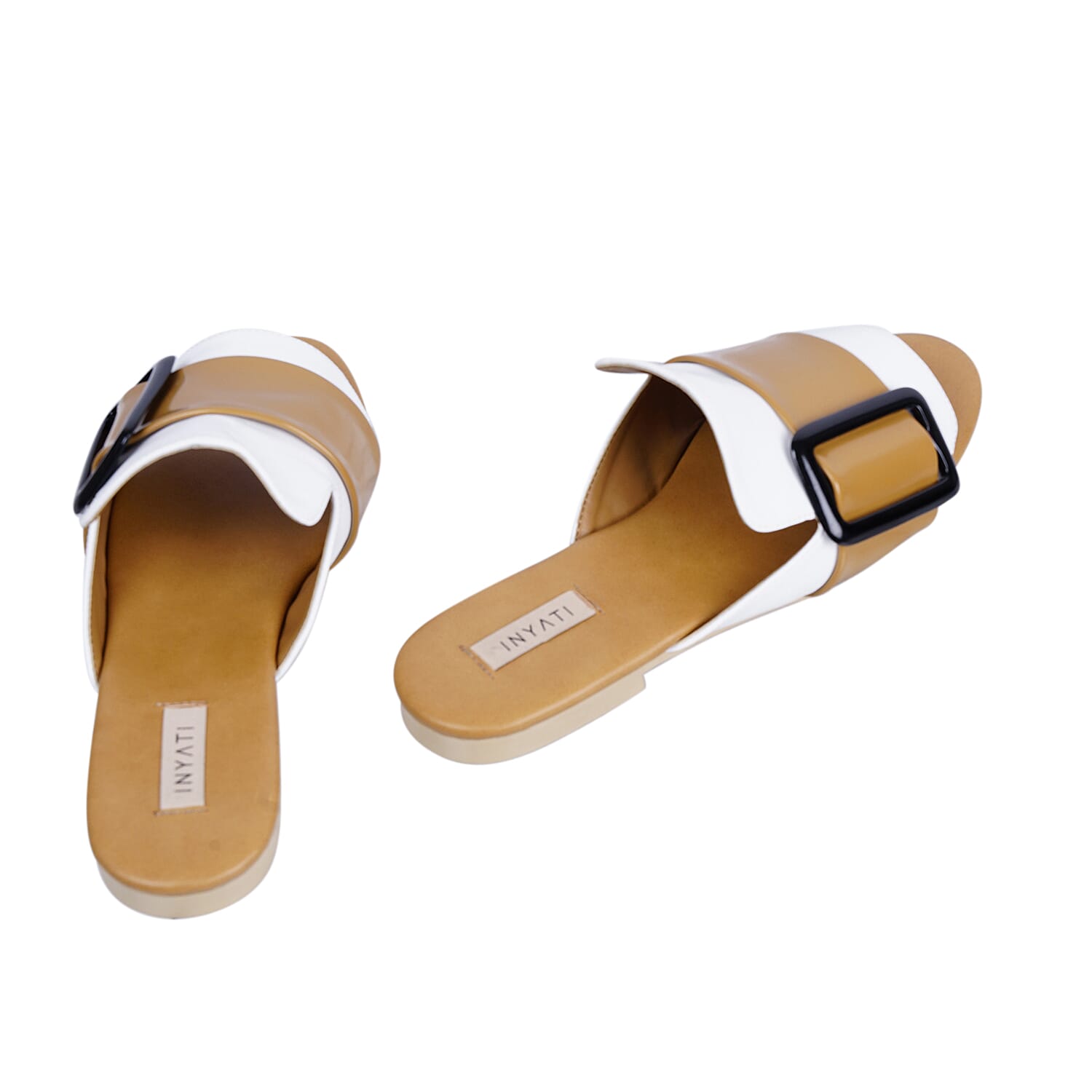 Inyati - NATALIE Black Croc Finish Sandals with Statement Buckle (Size 4)