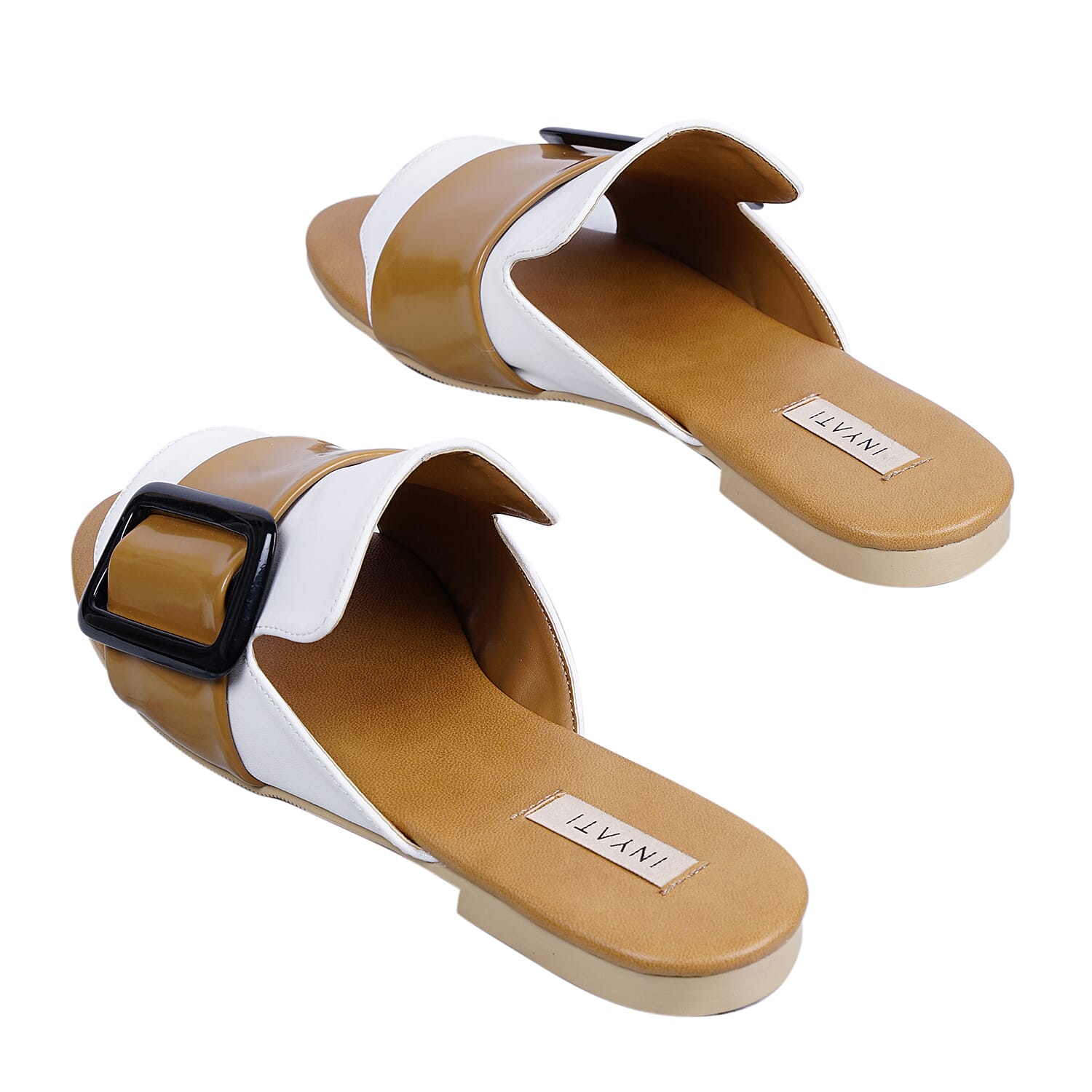 Inyati - NATALIE Black Croc Finish Sandals with Statement Buckle (Size 4)