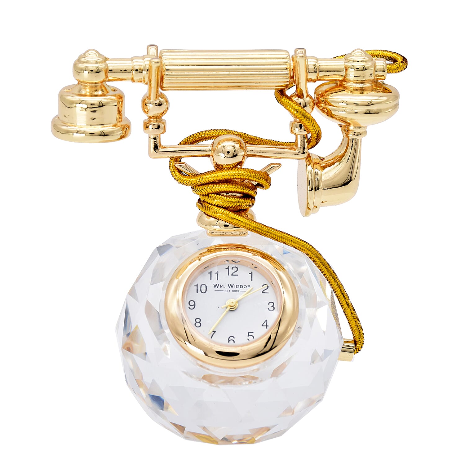 WILLIAM WIDDOP Miniature Glass Telephone Clock