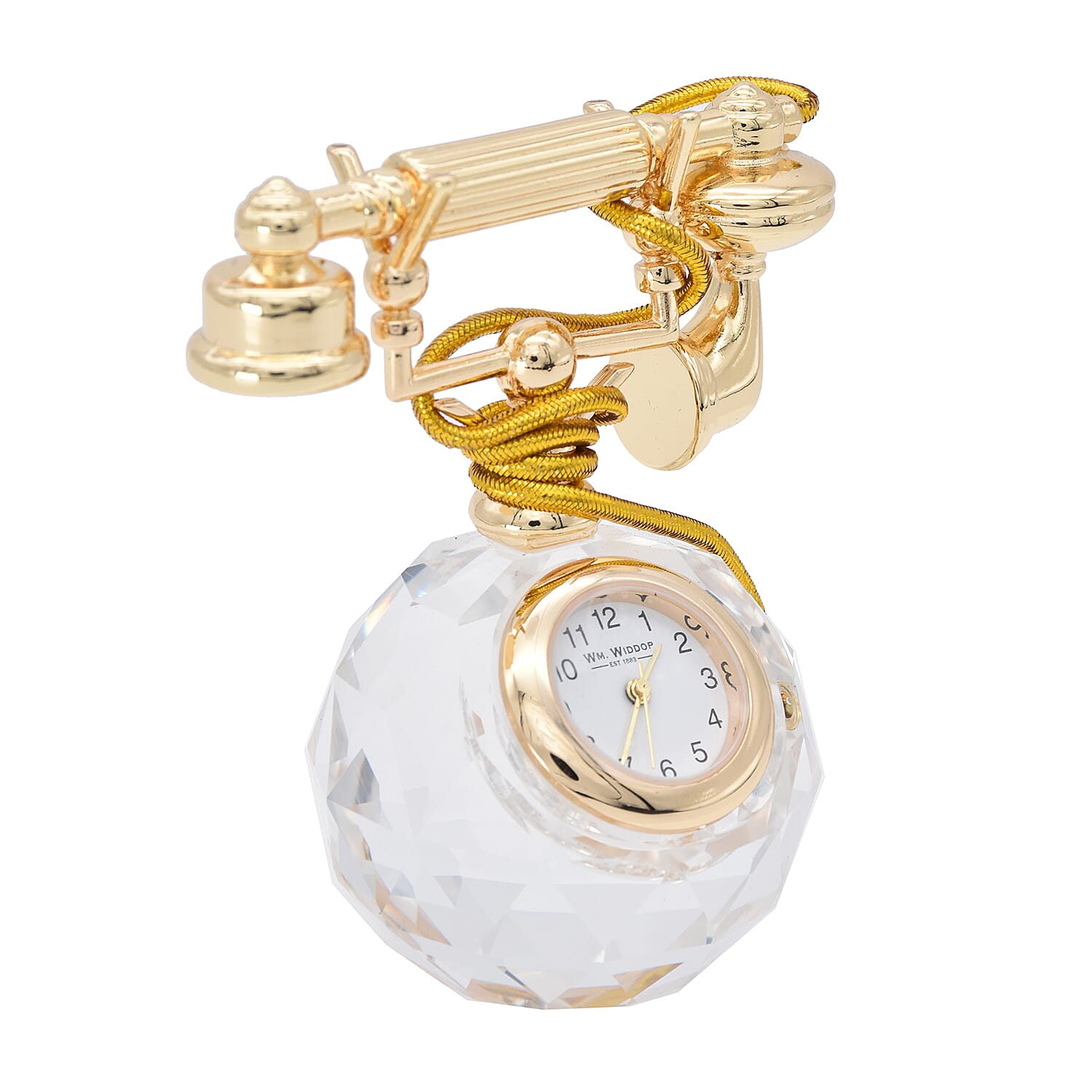 WILLIAM WIDDOP Miniature Glass Telephone Clock