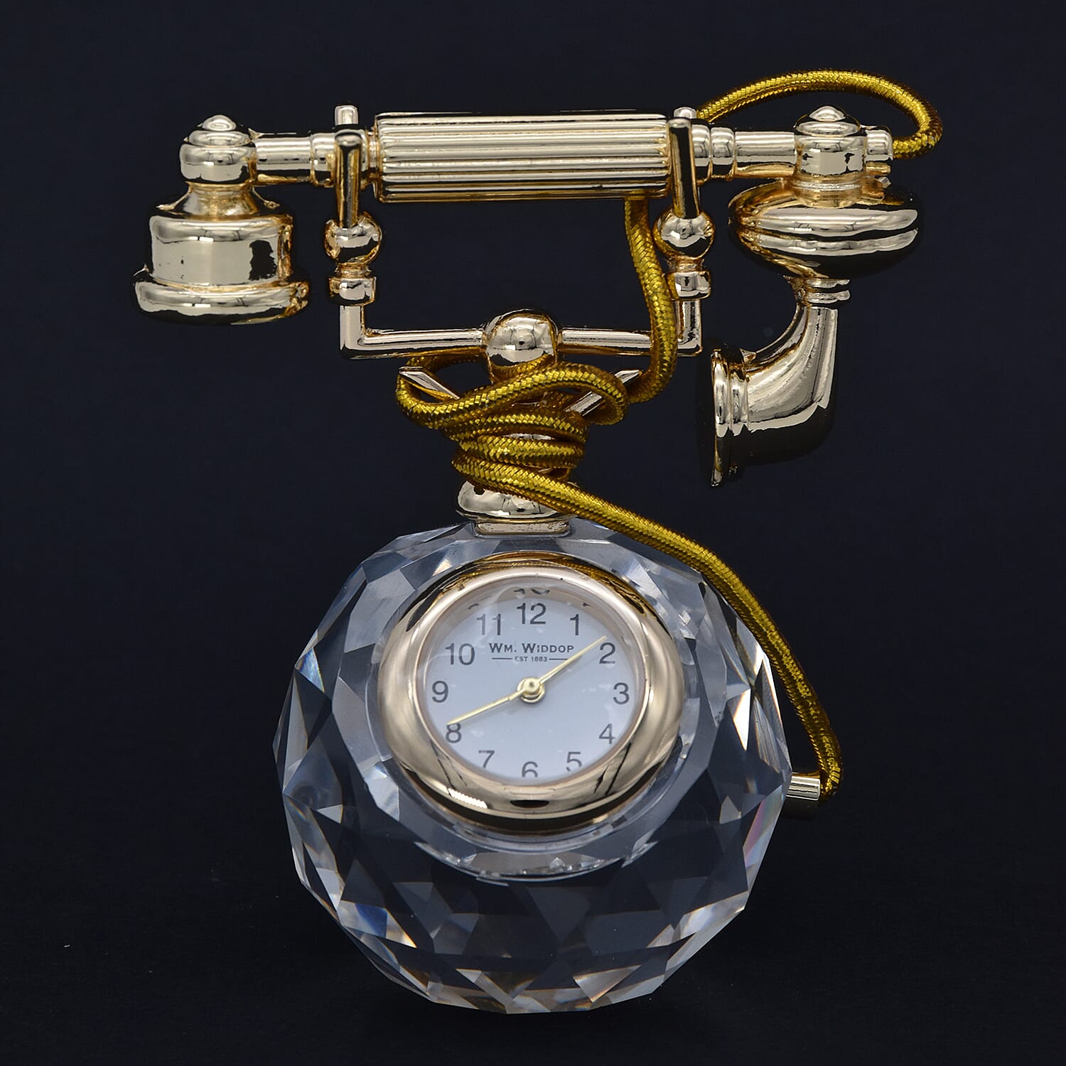 WILLIAM WIDDOP Miniature Glass Telephone Clock