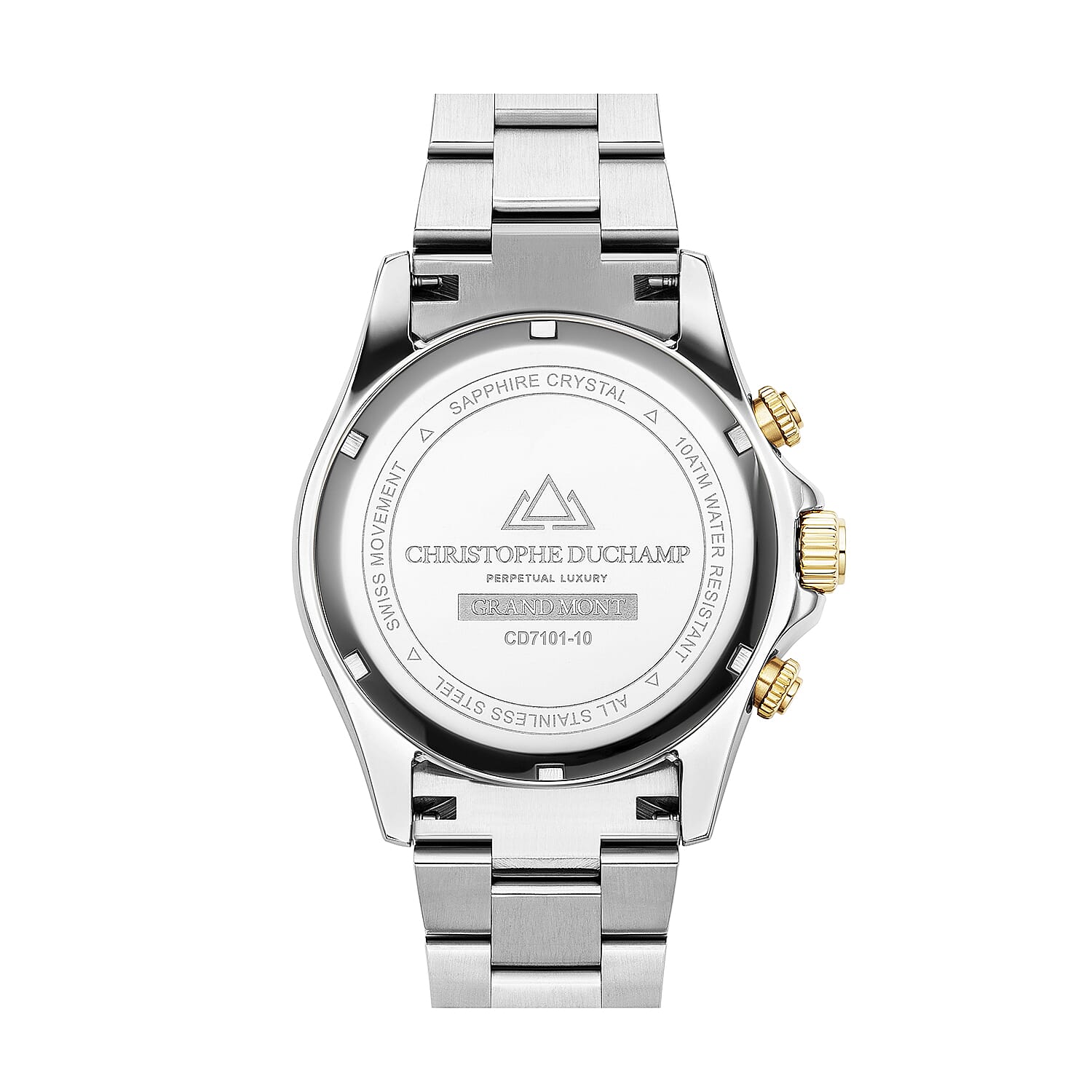 Christophe Duchamp - GRAND MONT Swiss Movt. Black Dial 10 ATM WR Watch in Dual Tone