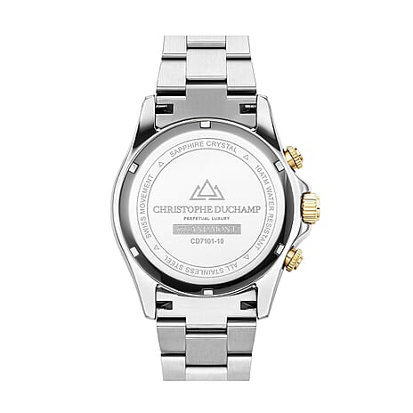 Christophe Duchamp - GRAND MONT Swiss Movt. Black Dial 10 ATM WR Watch in Dual Tone