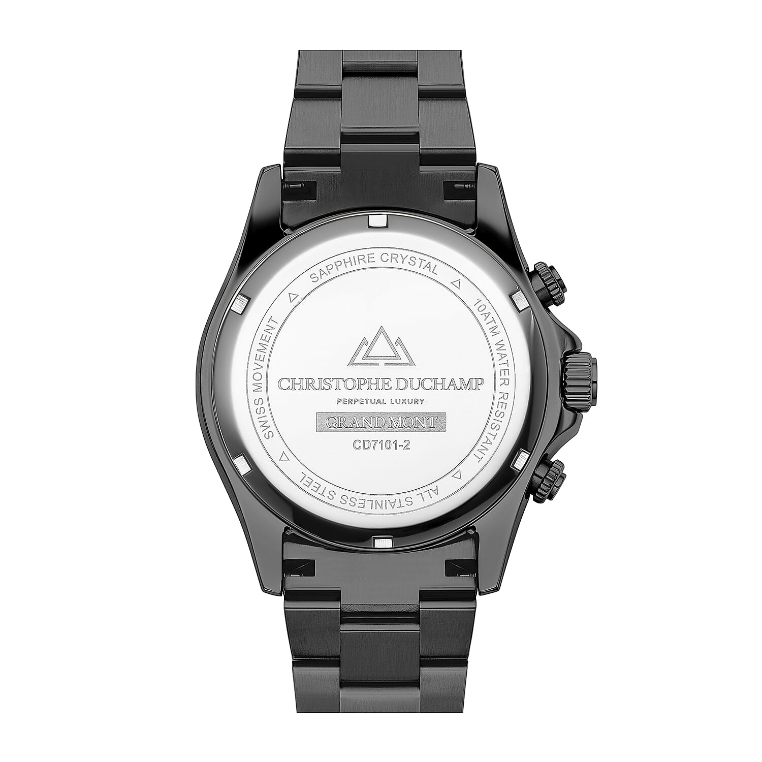 Christophe Duchamp Grand Mont Swiss Movt. Chronograph Black Dial Watch with Black Colour Chain Strap