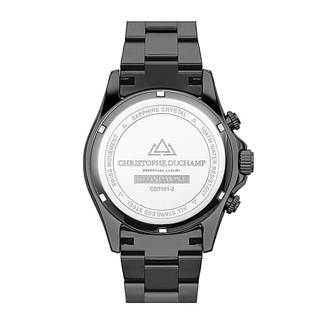 Christophe Duchamp Grand Mont Swiss Movt. Chronograph Black Dial Watch with Black Colour Chain Strap