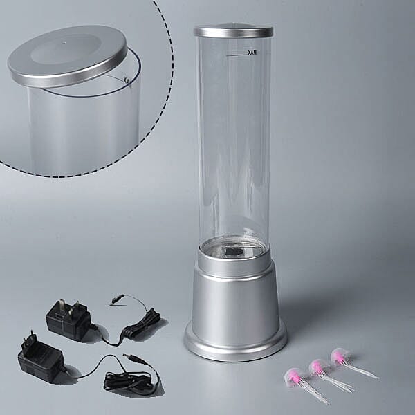 Decorative Mini Jelly Fish Lamp Plastic Fake Fish Tank with Bubbles under Colour Change LED (BS 3 Pin Plug) (Size:36X8X11Cm)