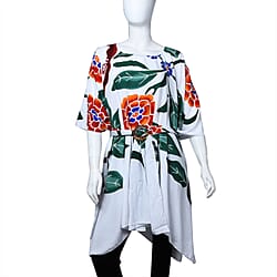 LA MAREY 100% Rayon Women Poncho and Coconut Shell Belt - Pink and Grey