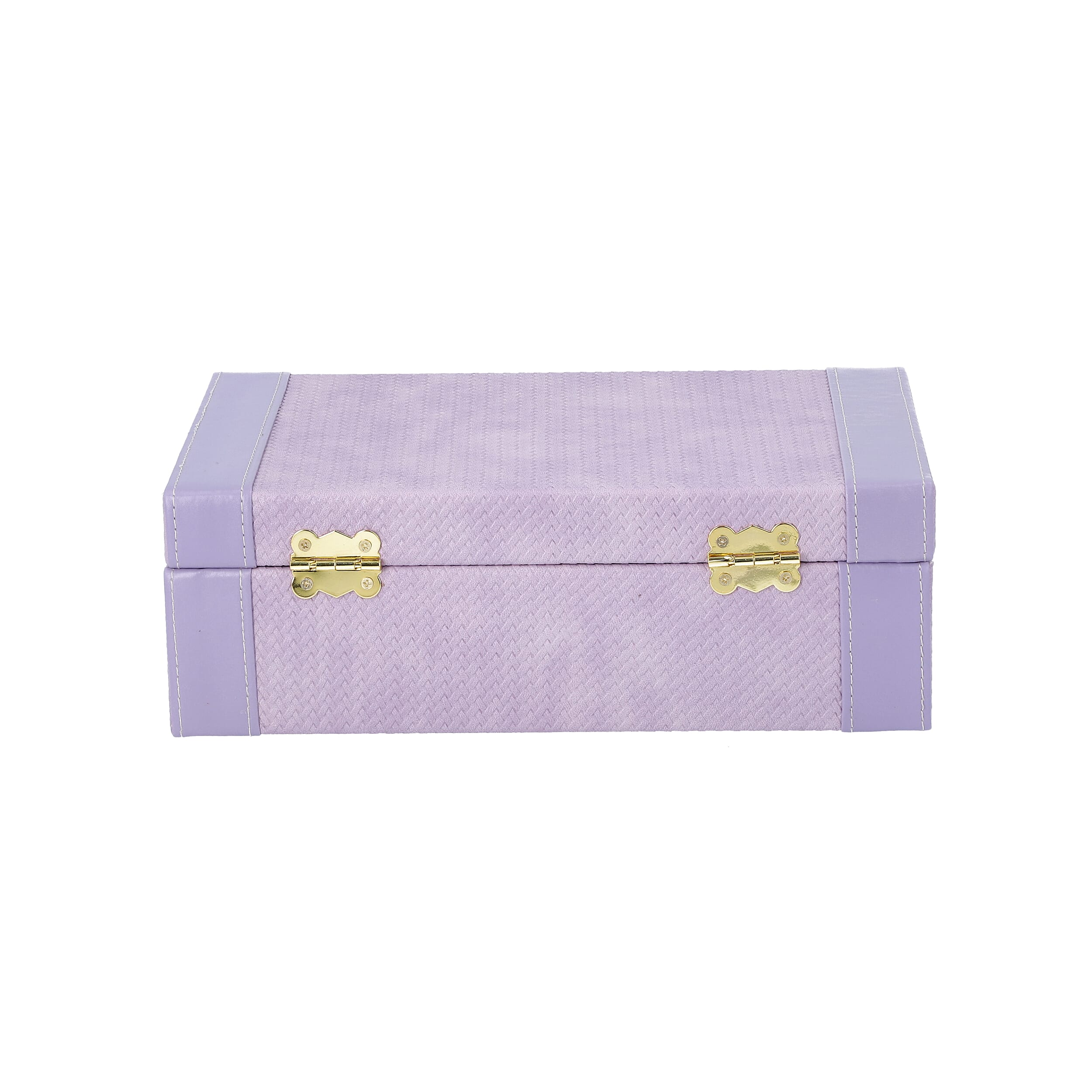 2 Layer - Portable Woven Pattern Jewellery Box with Mirror & Clasp Lock(Can Store Rings, Bracelets,Earrings) - Lilac