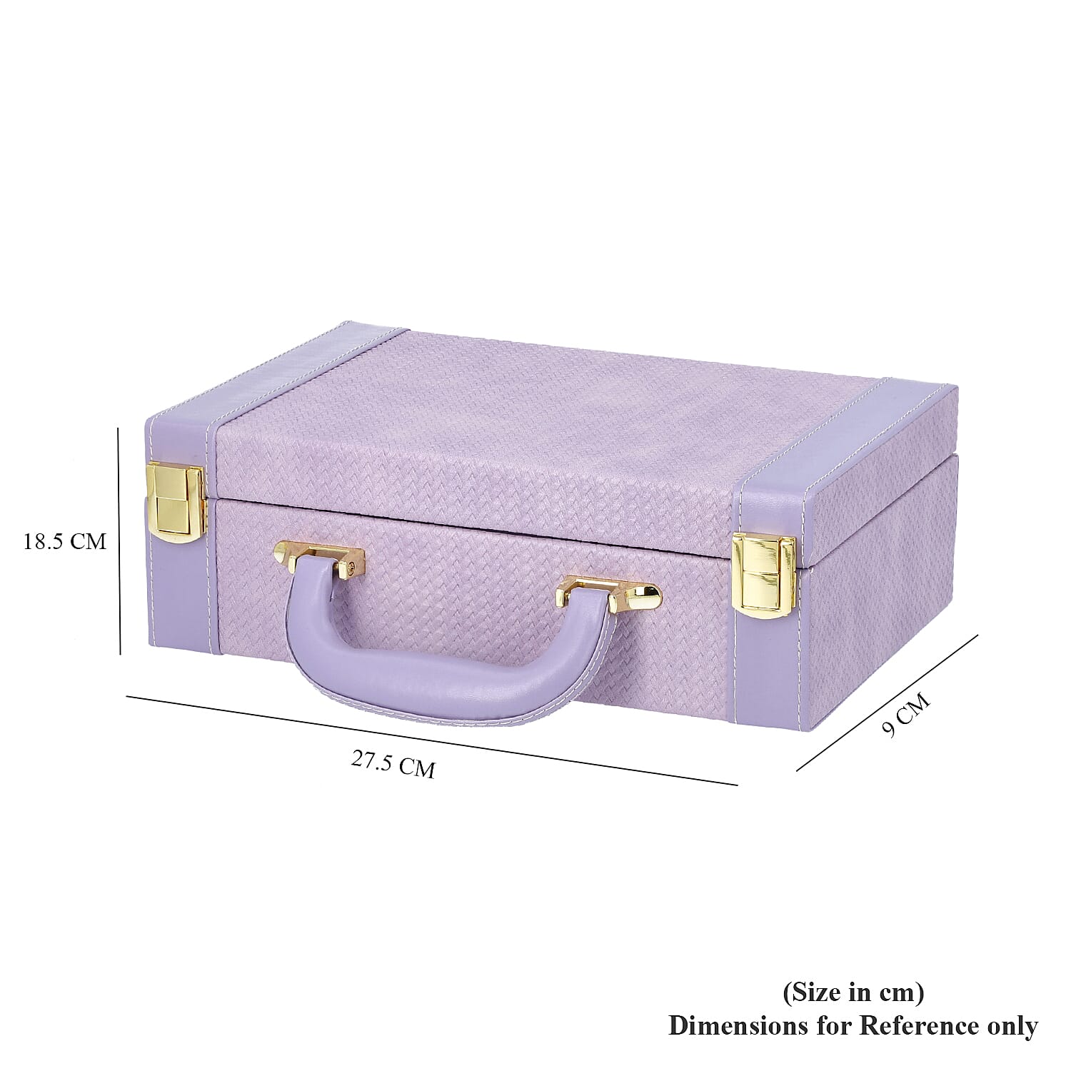 2 Layer - Portable Woven Pattern Jewellery Box with Mirror & Clasp Lock(Can Store Rings, Bracelets,Earrings) - Lilac